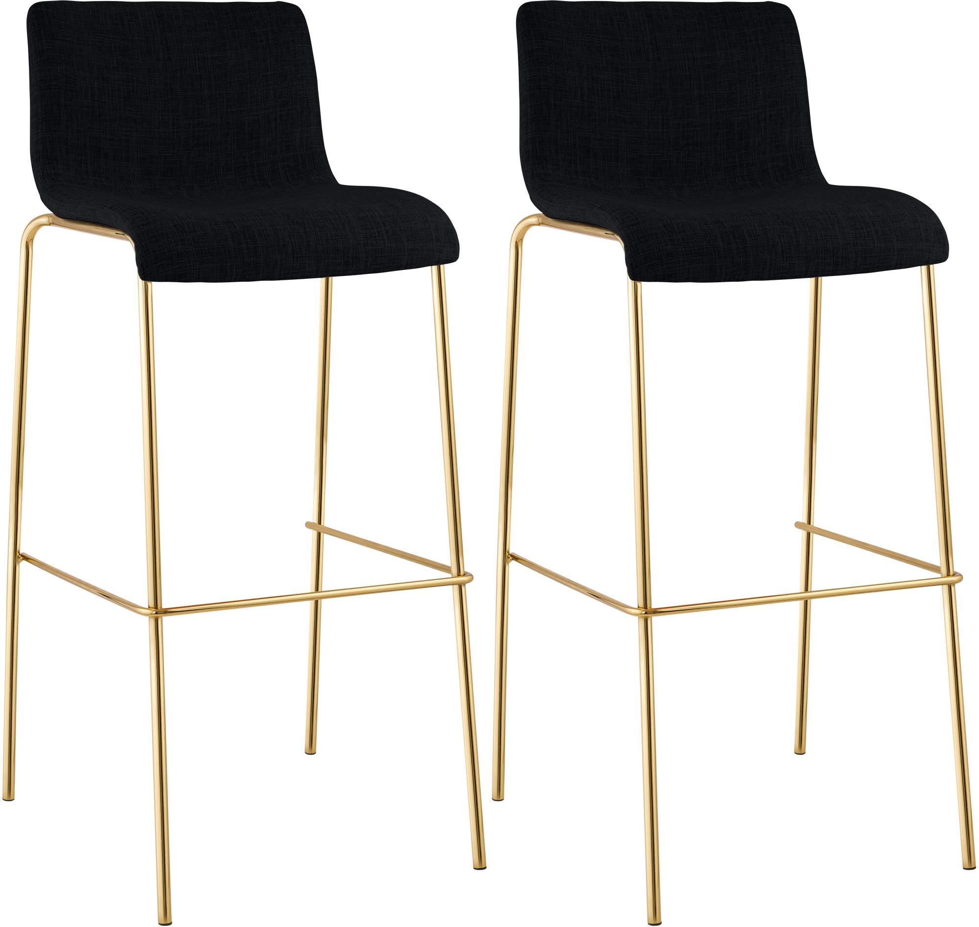 BARSTOL Hover i Tyg med Fyra Ben Guldfärgad, set om 2 - Svart/Guldfärgad, Textil/Metall (43/100/48cm) - CLP