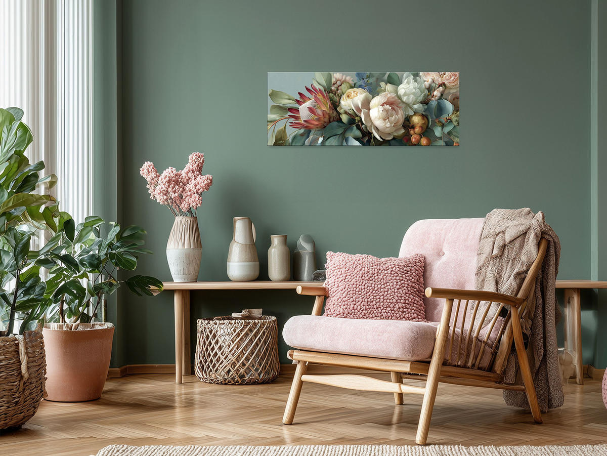 GLASBILD 80x30 cm Vintage Blumen floral - Weiß, Glas (80/30cm) - artissimo