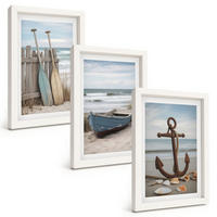 BILDER SET 3er Set - 20x30 cm Weißer Rahmen - Strandbootanker Sand - Weiß, Kunststoff (20/30cm) - TULUP