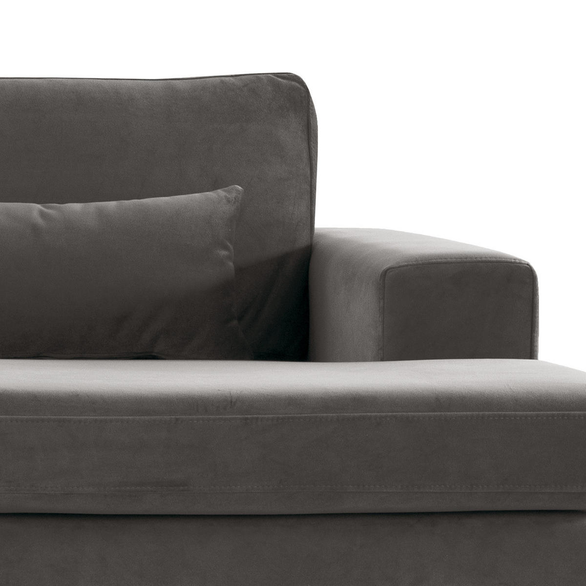 WOHNLANDSCHAFT mit Longchair - Dunkelgrau/Buchefarben, Buchenholz/Textil (371/81/219cm) - home24