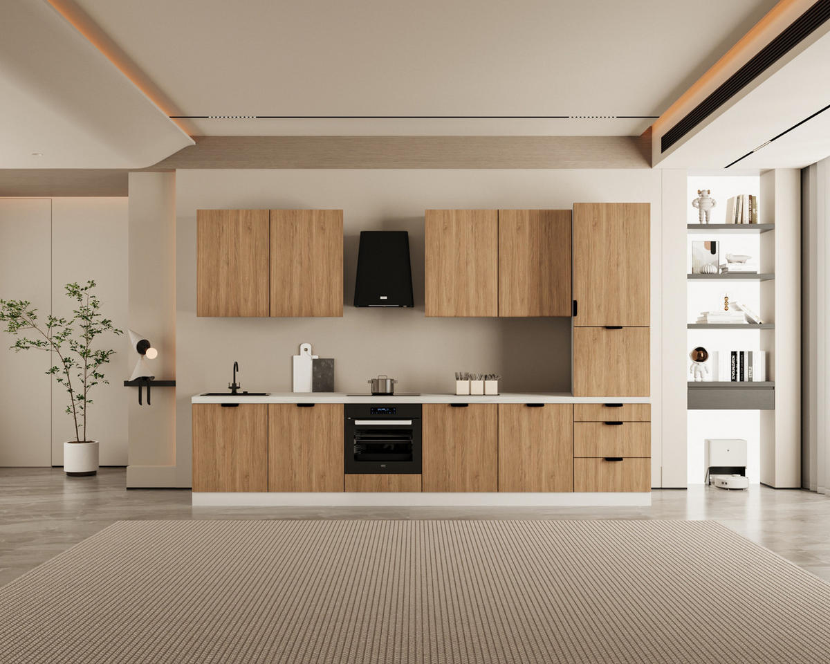KÜCHENZEILE 360 cm - Sorento KS8-M360 - in Sonoma Eiche / Weiß - Weiß/Sonoma Eiche, Holz (360/247/52cm)