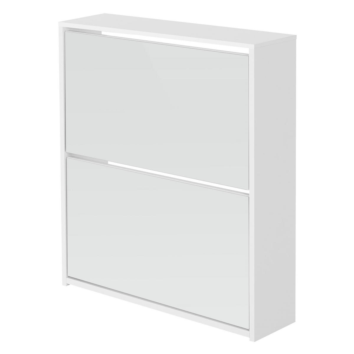 SCHUHSCHRANK mit Spiegel - Weiß, Holzwerkstoff (17/67/63cm) - ML-DESIGN