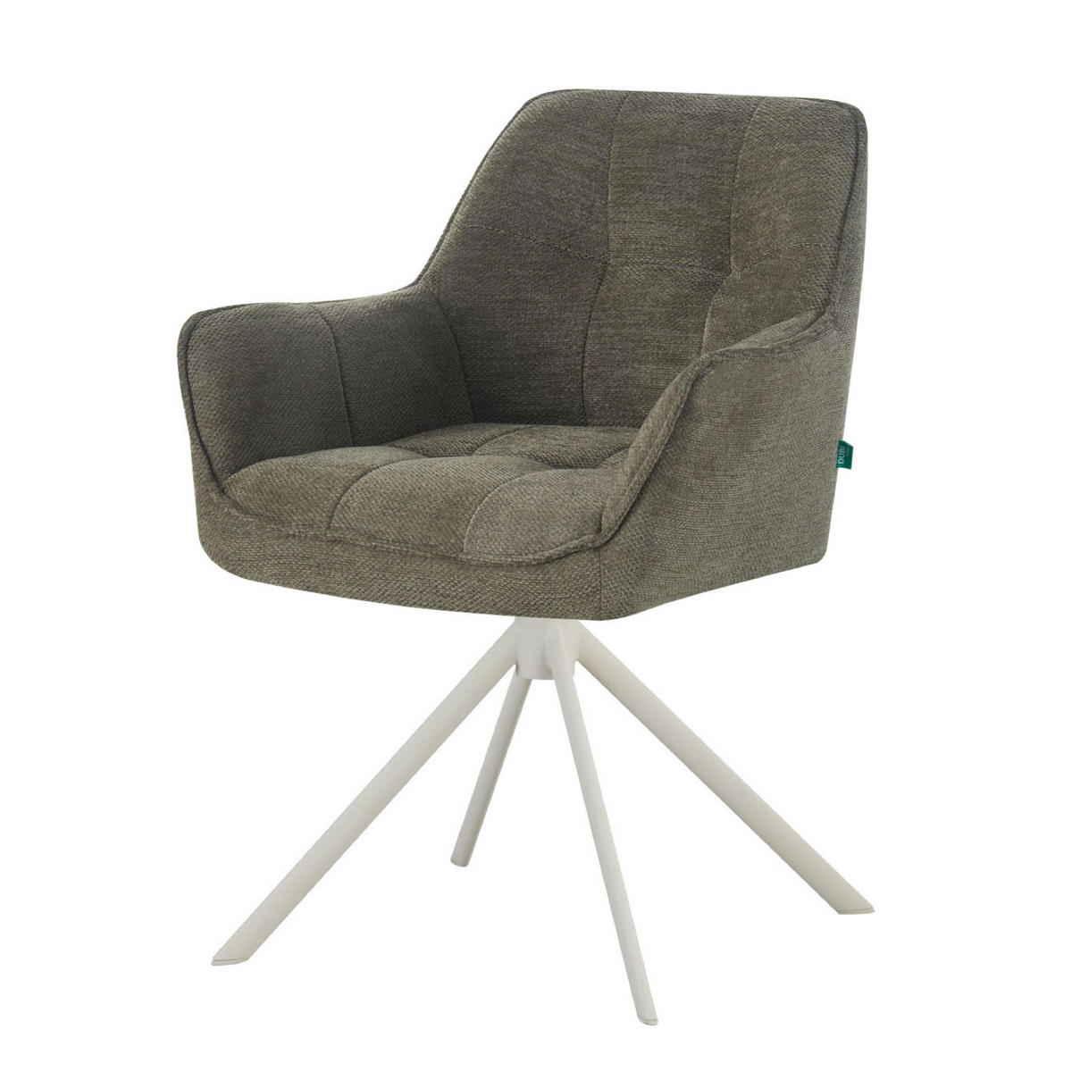 ESSZIMMERSTUHL THOMAS-DINA 2er-Set 360°drehbar - Weiß/Grün, Textil/Metall (61/83/62cm) - DUBI Möbel