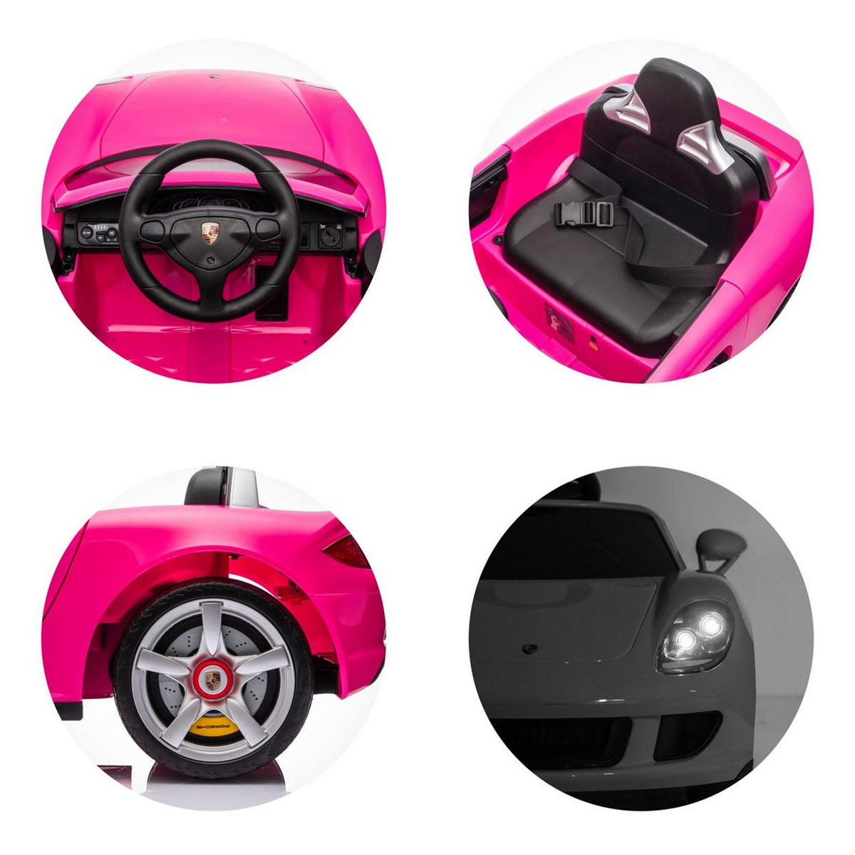 KINDER ELEKTROAUTO Porsche Carrera GT rosa Fernbedienung, Bluetooth, 2 Motoren, EVA-Reifen, Ledersitz, lizenziert - Rosa, Kunststoff (109/59/45cm) - Chipolino