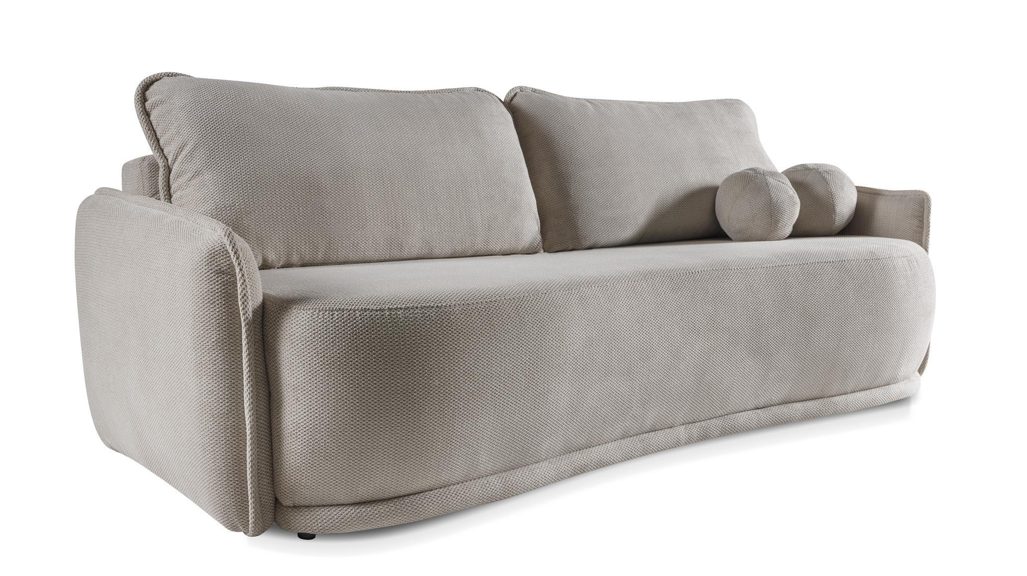SOFA Perugia Grau, mit Schlaffunktion - Grau, Holzwerkstoff (231/93/106cm) - Bettso