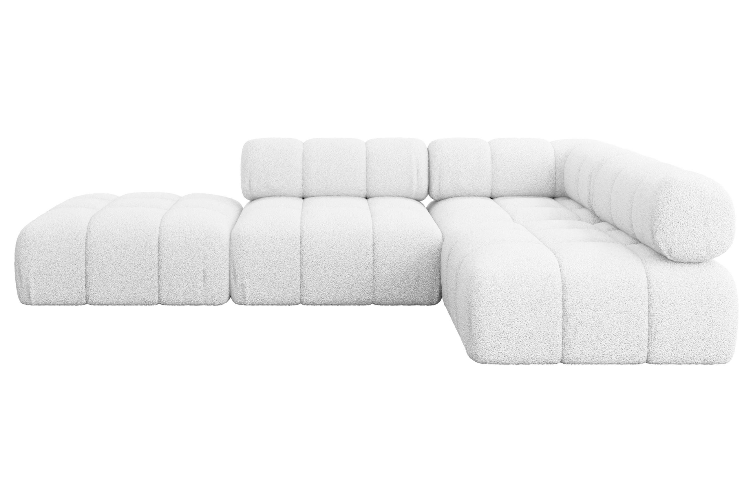 ECKSOFA modulares Sofa Favio-L1 - 285x190x70 cm Weiß Bouclé - Weiß, Holzwerkstoff/Textil (285/190cm) - ALTDECOR