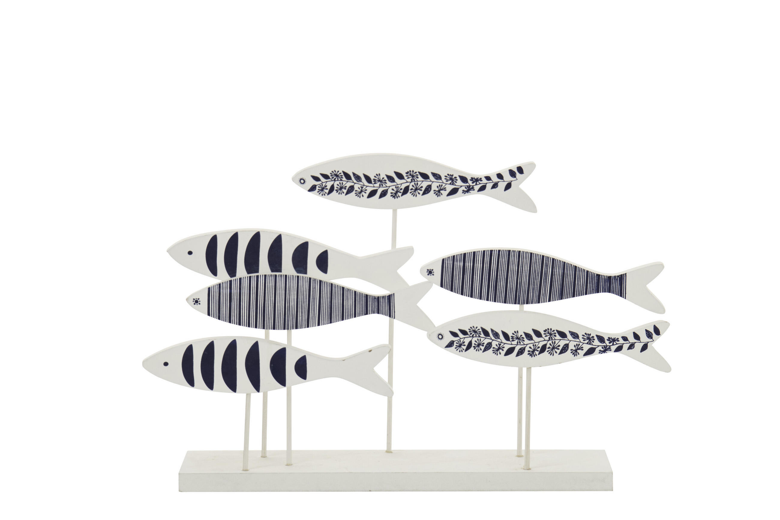 DEKOOBJEKT FISCH AUF FUß MUSTER - Blau, Holz (10/30/50cm) - J-Line