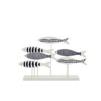 DEKOOBJEKT FISCH AUF FUß MUSTER - Blau, Holz (10/30/50cm) - J-Line