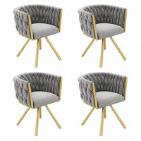 ESSZIMMERSTUHL drehbar 4er-Set Samt Grey/Gold - Grau, Metall (54/72/59.1cm) - Meubliv