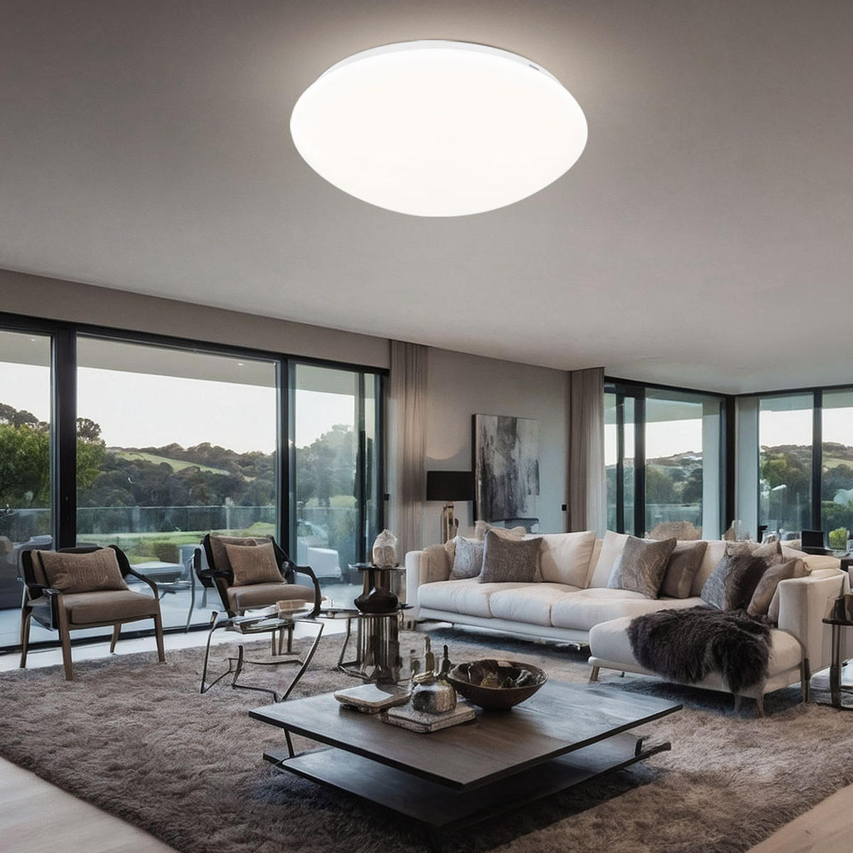 LED DECKENLEUCHTE Metall Opal Weiß - Weiß, Metall (29.5/29.5/9.5cm) - Globo Lighting