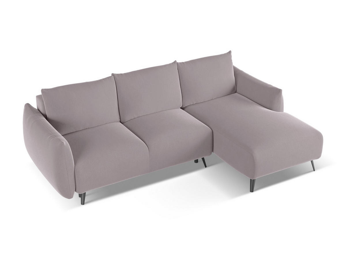 ECKSOFA mit Schlaffunktion Samt Stoff Violett - Lila/Flieder, Textil/Metall (242/162cm) - Makamii