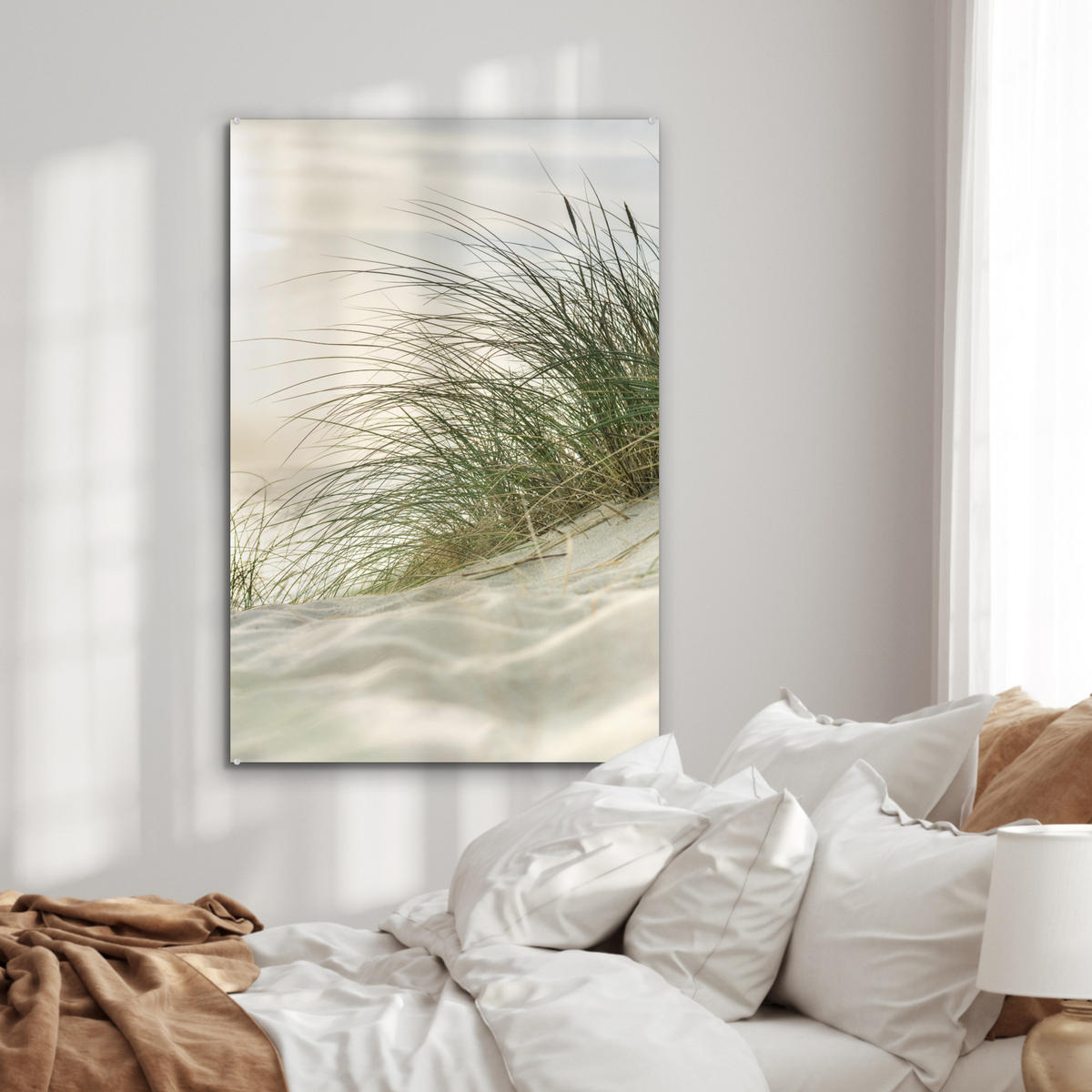 ACRYLGLASBILD Dünen - Strand - Schlewswig-Holstein - Wattenmeer 60x90 cm - Creme, Glas (60/90cm) - MuchoWow