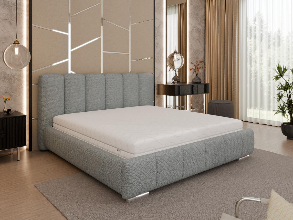 POLSTERBETT Zaira 180 x 200 cm mit Bettkasten und Lattenrost taschenfederkernmatratze 19cm - dunkelgrau - Dunkelgrau, Holz (180/200cm) - Panda Möbel