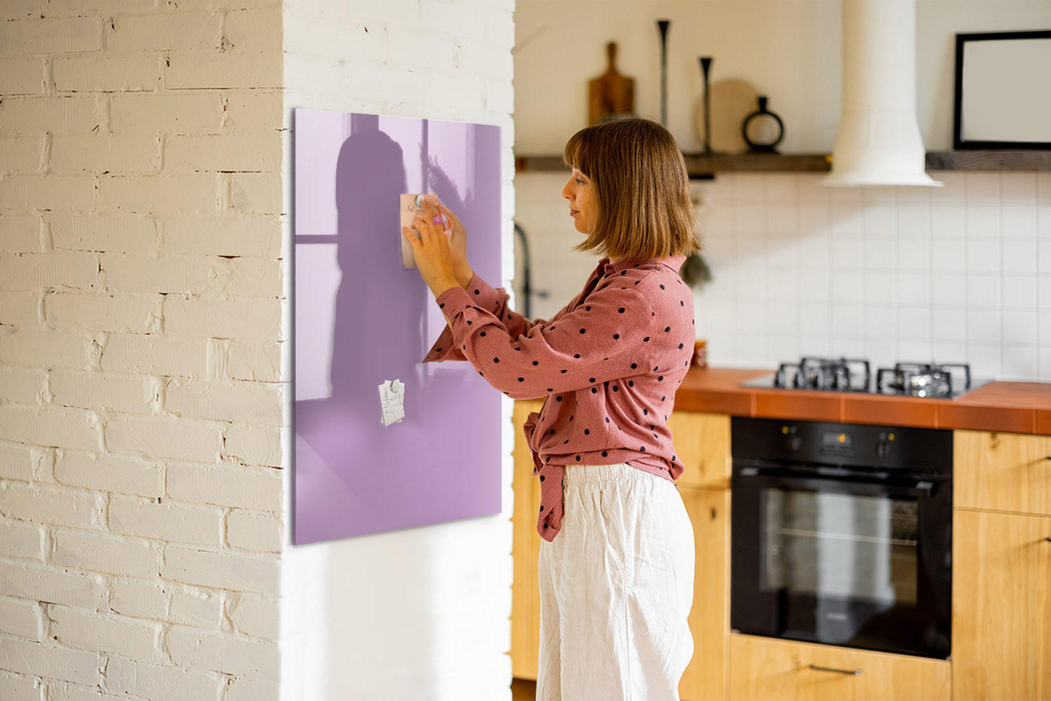 MAGNETTAFEL 70x100 Flieder schwarzer Marker - Violett, Glas (70/0.4/100cm) - TULUP