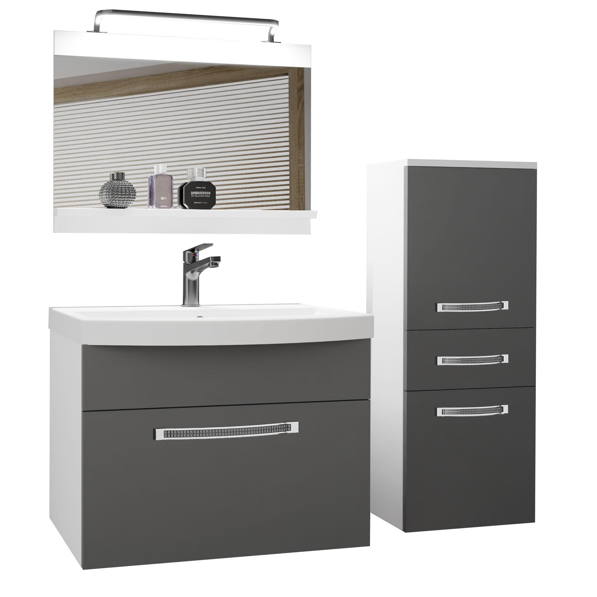 BADMÖBEL Badezimmer Grau, Matt - Grau, Holz (100/81/40cm) - B BELINI GROUP