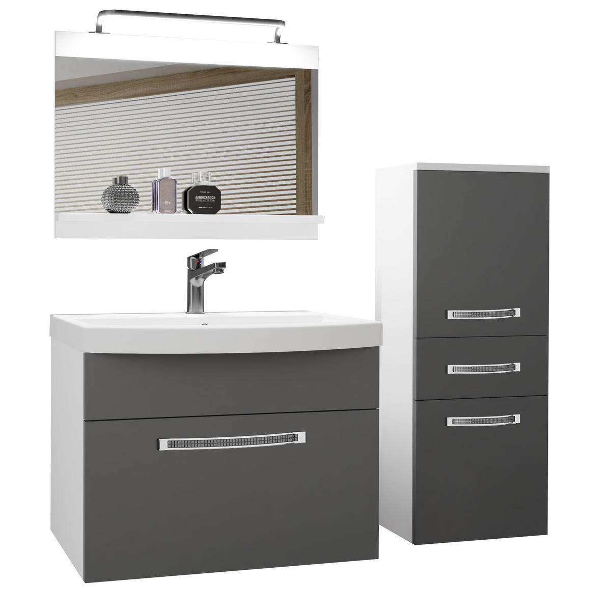 BADMÖBEL Badezimmer Grau, Matt - Grau, Holz (100/81/40cm) - B BELINI GROUP