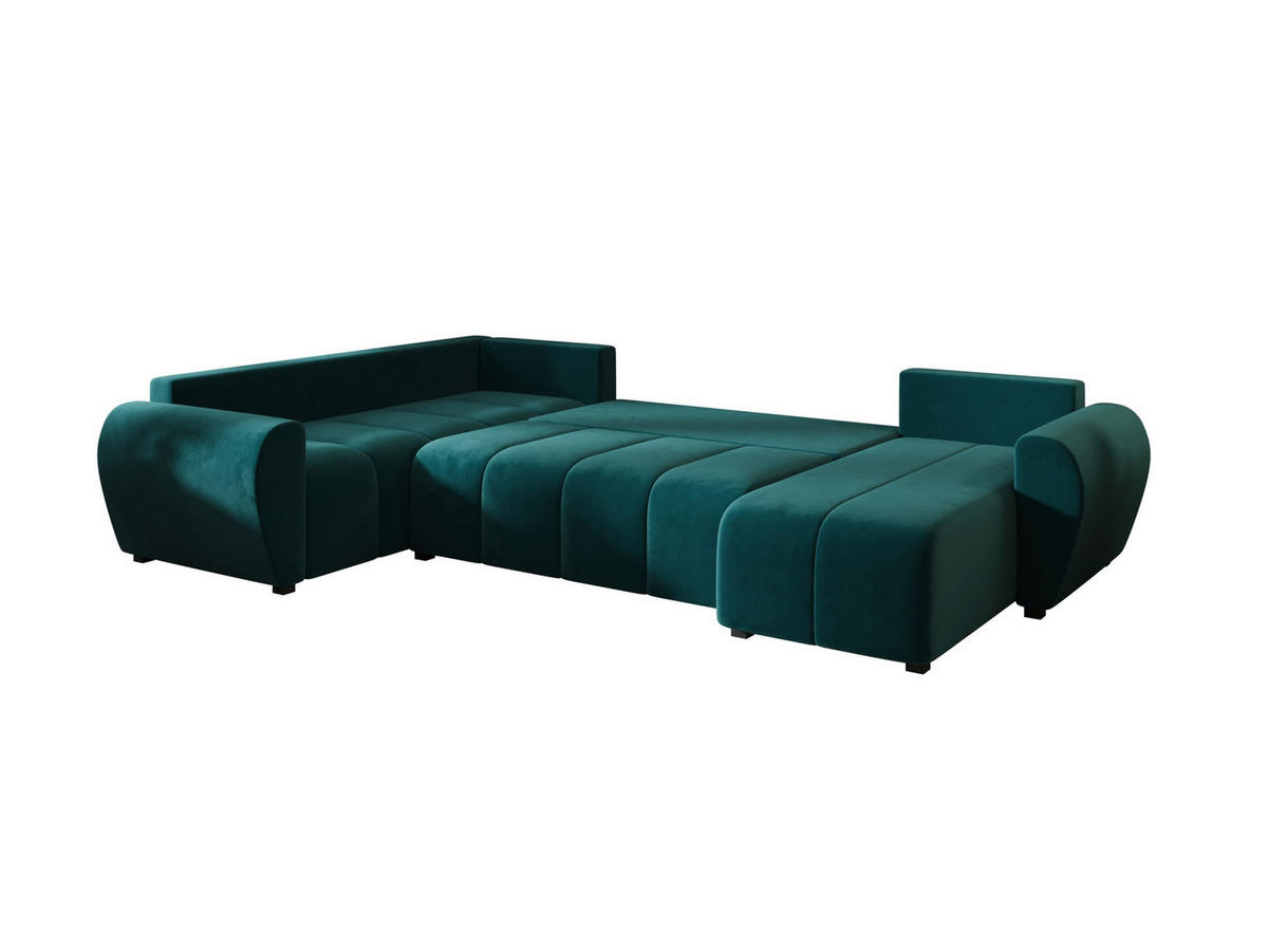 WOHNLANDSCHAFT MOLISA U PLUS Itaka 39 Rechts mit Schlaffunktion - Türkis, Textil (303/82/208cm) - Bedante
