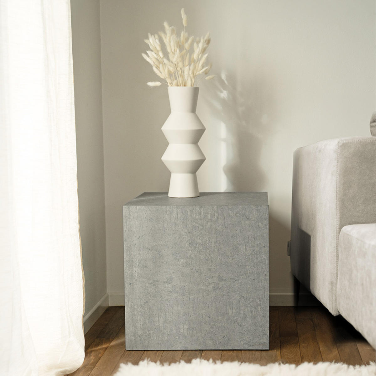 COUCHTISCH AMIRI M - Grau, 50 x 50 x 50 cm - Grau, Holzwerkstoff/Textil (50/50/50cm) - Home Deluxe