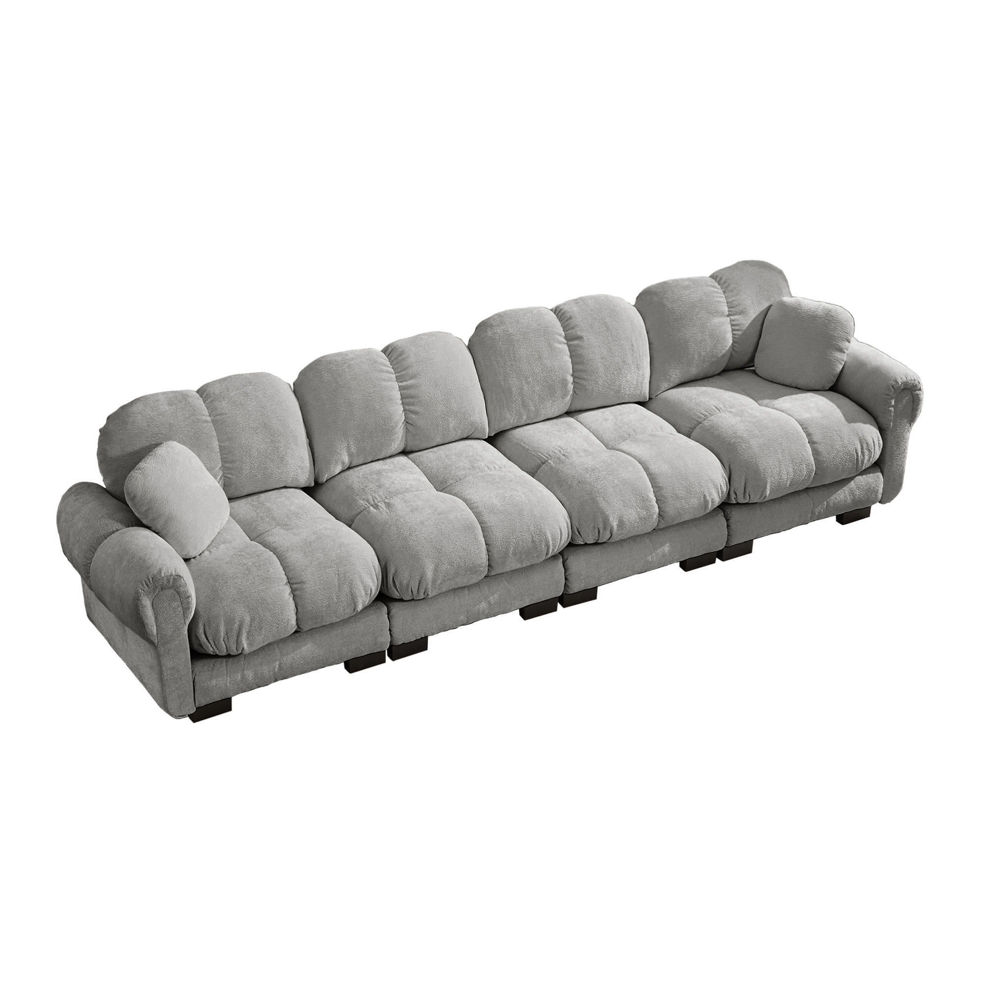 SOFA 330/86/90 cm in Hellgrau aus Chenille mit Steppnaht - Hellgrau, Textil (86/90/330cm) - Flora Grace