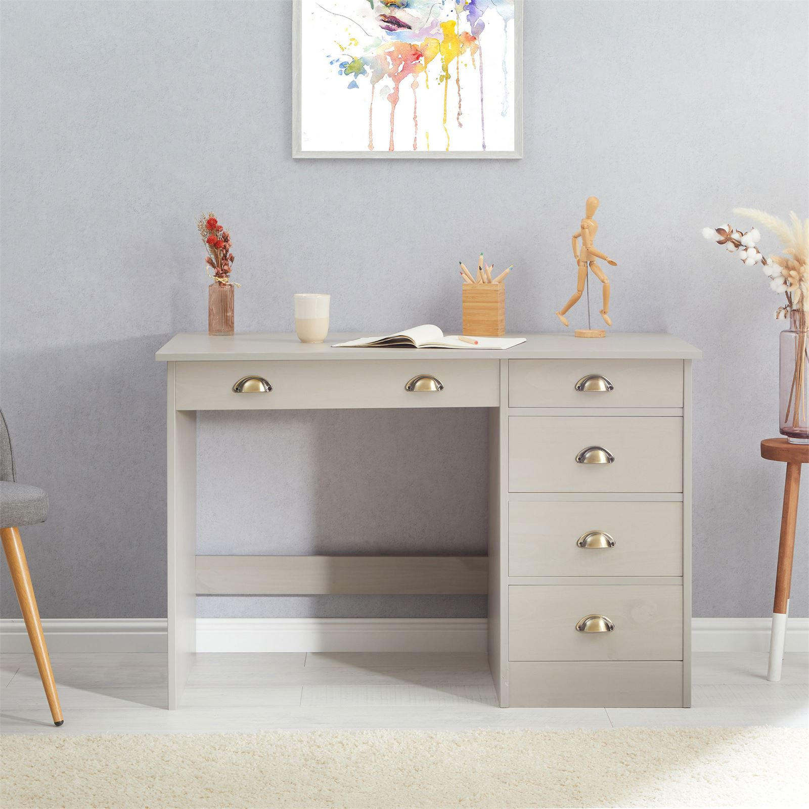 SCHREIBTISCH LANA - Grau, Holz (54/114/76cm) - IDIMEX