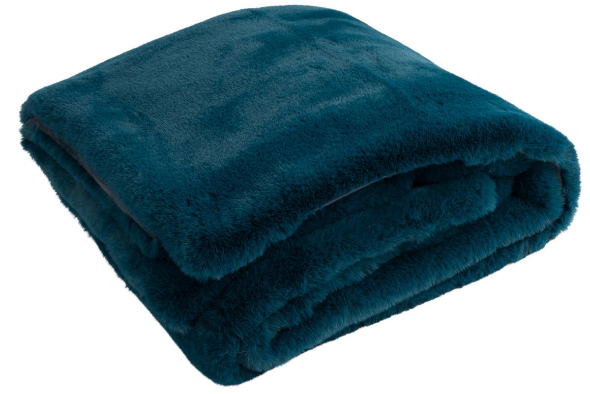 PLAID CUTIE - Pelz - Petrolblau - 180/130/3 cm - Blau, Fell (130/180cm) - J-Line
