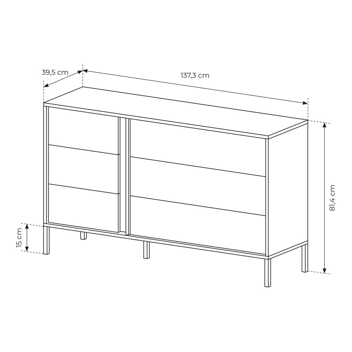 SIDEBOARD DASTINO 137/81/40 cm mit 6 Schubladen Beige - Beige, Holzwerkstoff (137/81/40cm) - MASSENO