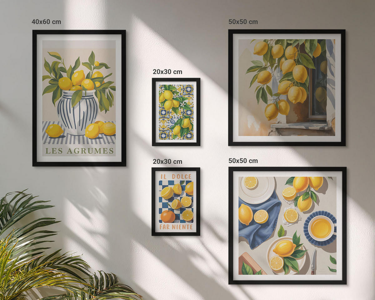 BILDER SET 5er Set - 50x50 cm & 20x30 cm & 40x60 cm Schwarzer Rahmen - Rustikale Cocktails mit Olivenblüten - Schwarz, Kunststoff (40/60cm) - TULUP