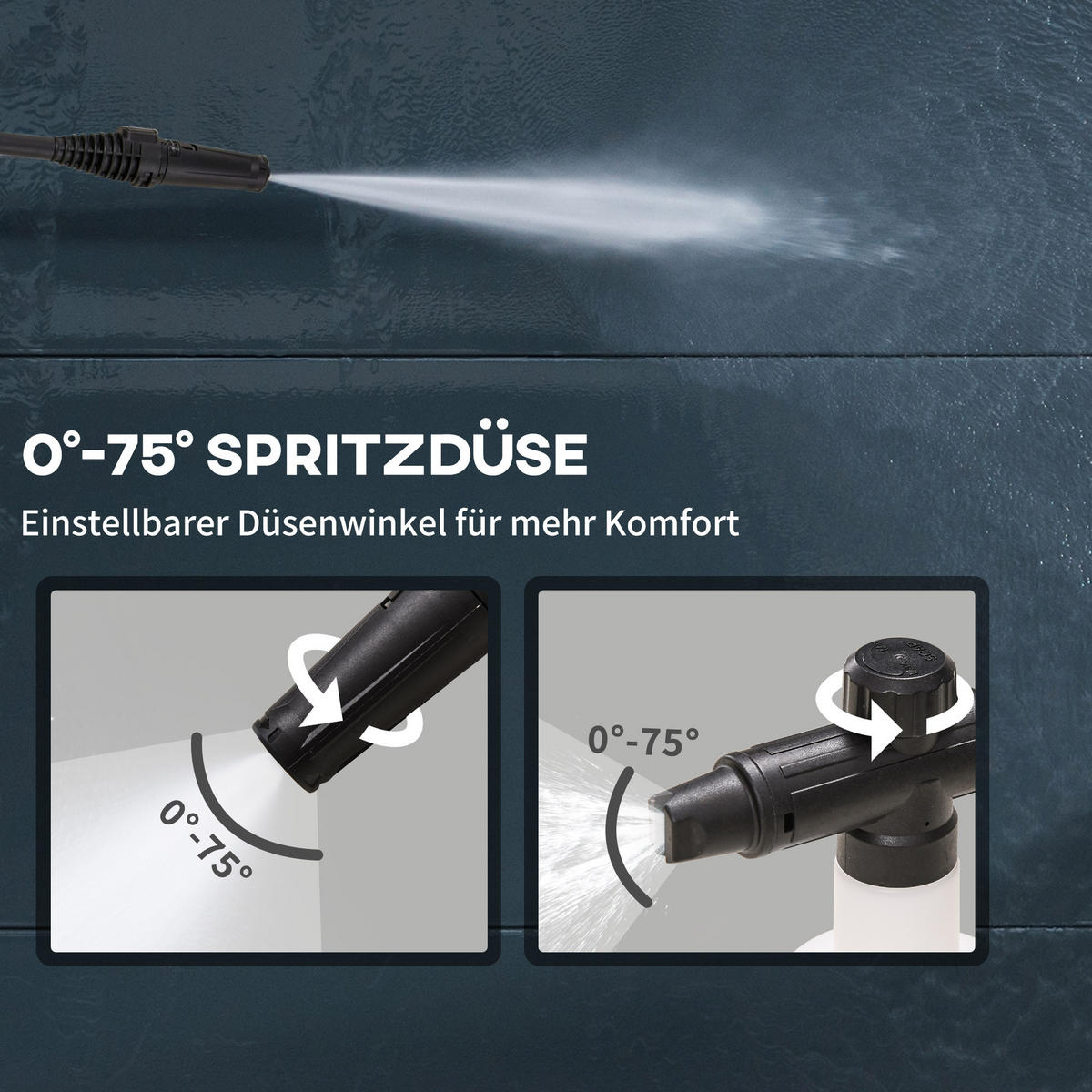 HOCHDRUCKREINIGER mit 6 m Hochdruckschlauch, max. Wassermenge: 510 l/h, für Garten, Blau - Blau, Kunststoff (27/78/35cm) - DURHAND