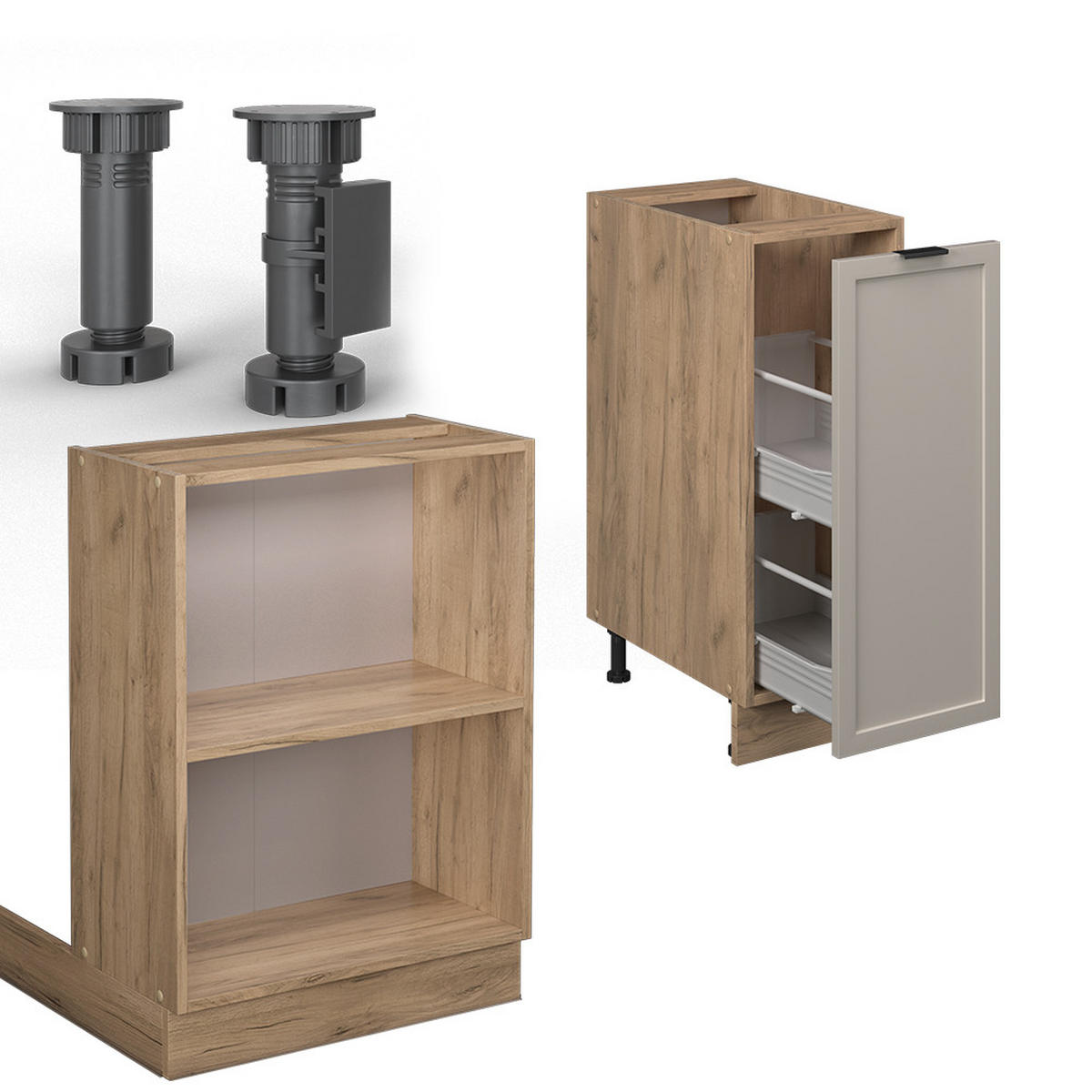 KÜCHENINSEL Fame-Line GrauBeige 90 cm mit Schublade, ohne AP - Honigeiche/Grau, Holzwerkstoff (90/82/60cm) - Vicco