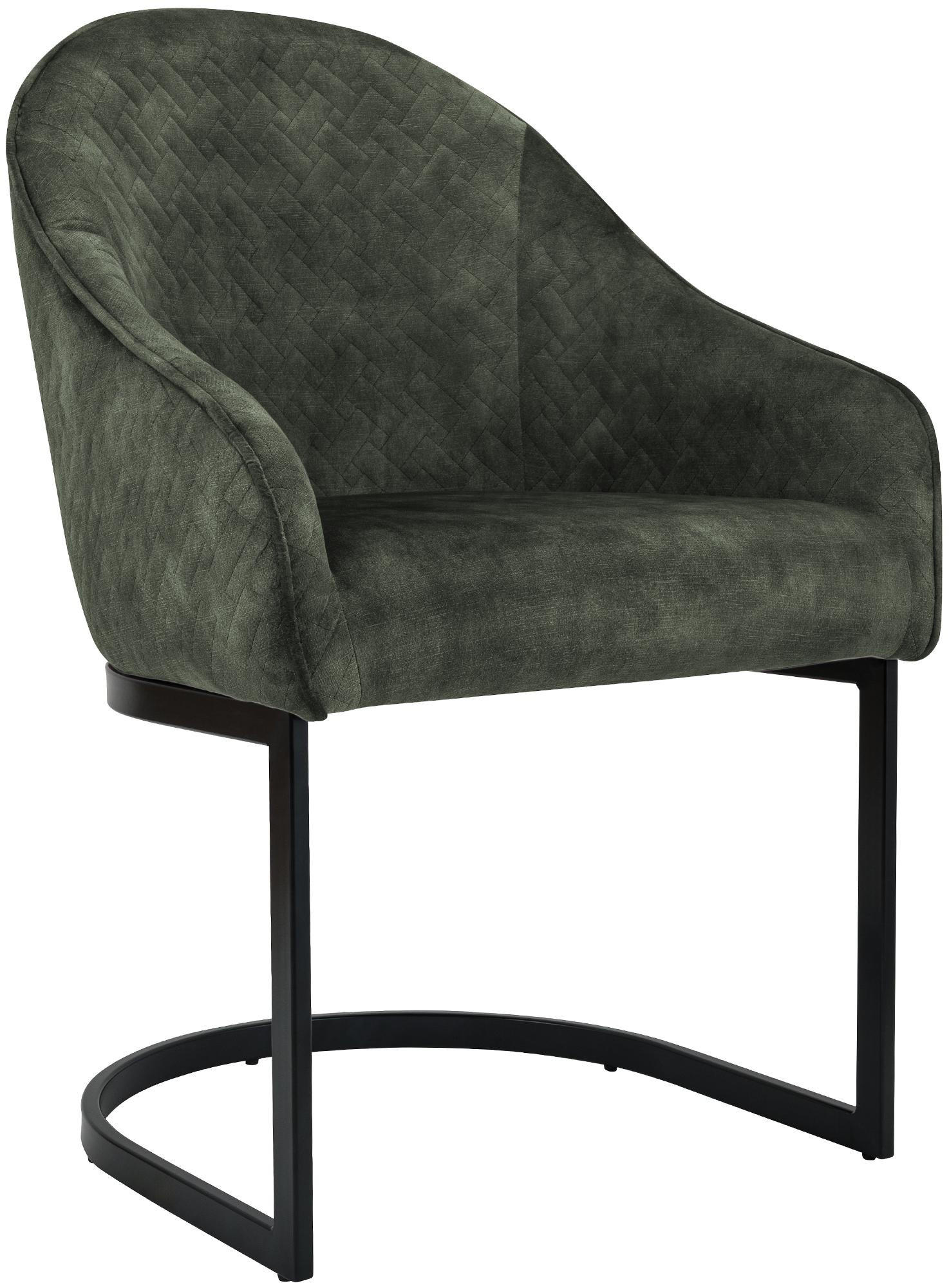 ESSZIMMERSTUHL Samt Dunkelgrün - Dunkelgrün/Schwarz, Textil/Metall (60/87/59cm) - CLP