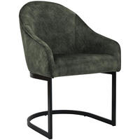 ESSZIMMERSTUHL Samt Dunkelgrün - Dunkelgrün/Schwarz, Textil/Metall (60/87/59cm) - CLP