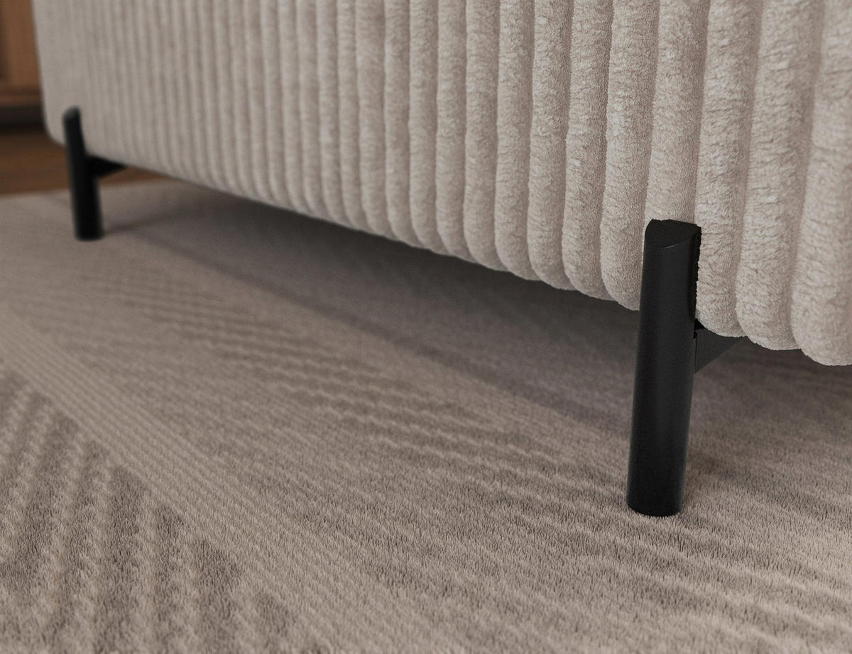 ECKSOFA COLESIO L-Form, Schlaffunktion, Bettkasten, verstellbare Kopfstützen, Wellenfederung, Metallfüße, breiter Cordstoff - Schwarz/Weiß, Kunststoff/Metall (204/269cm) - Wohnideebilder
