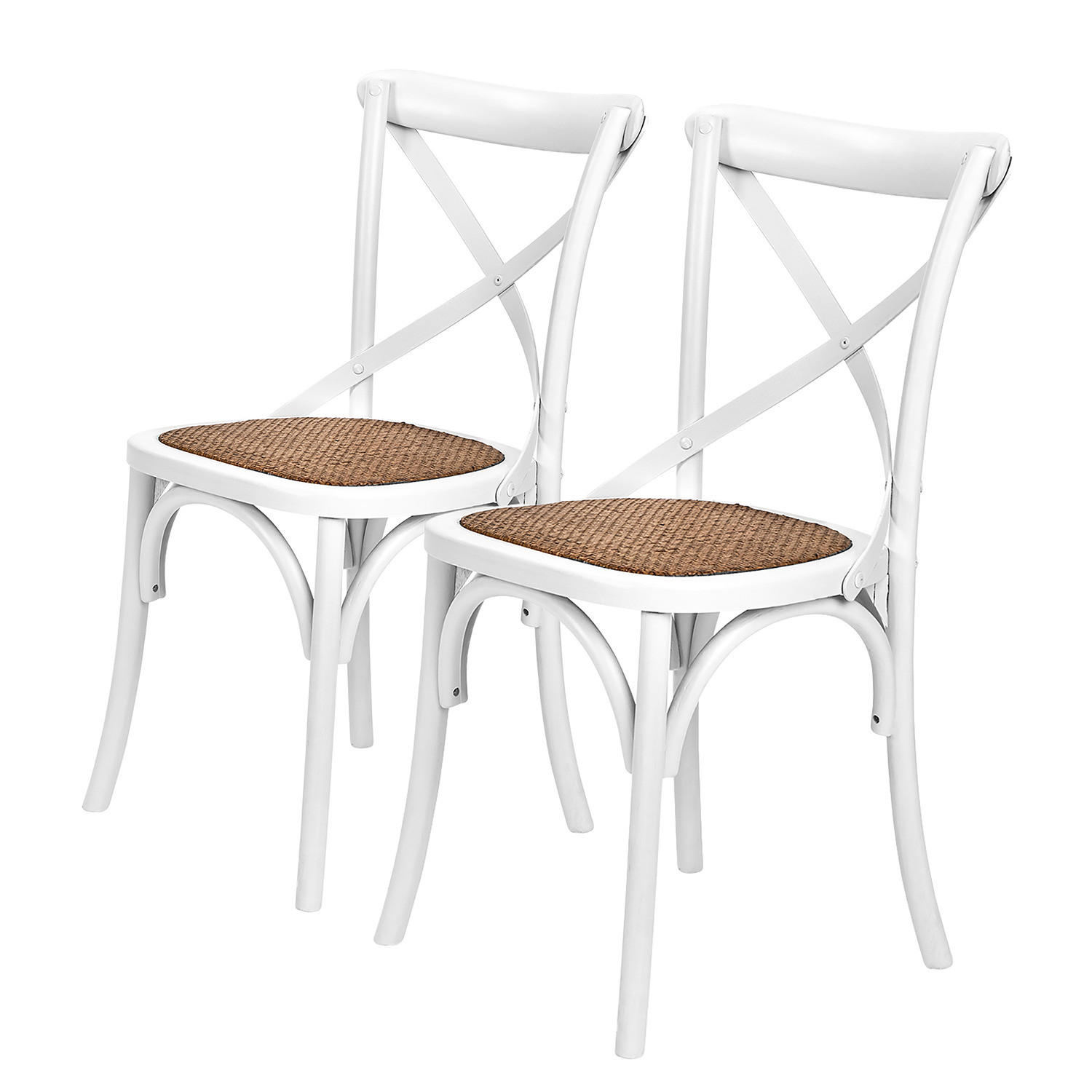 STUHL (2er Set) Cross Country - Weiß, Naturmaterialien (42/87/46cm) - Butlers