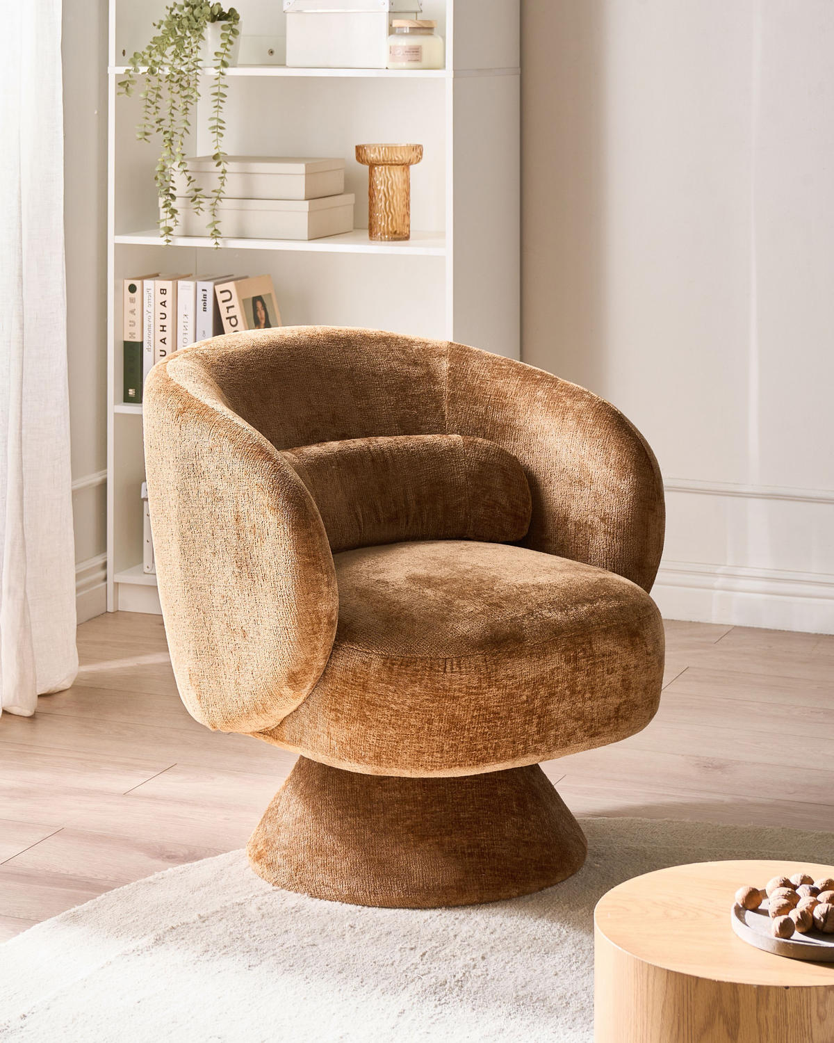 SESSEL Goldbraun Lieksa - Braun, Textil (77/77/64cm) - Beliani