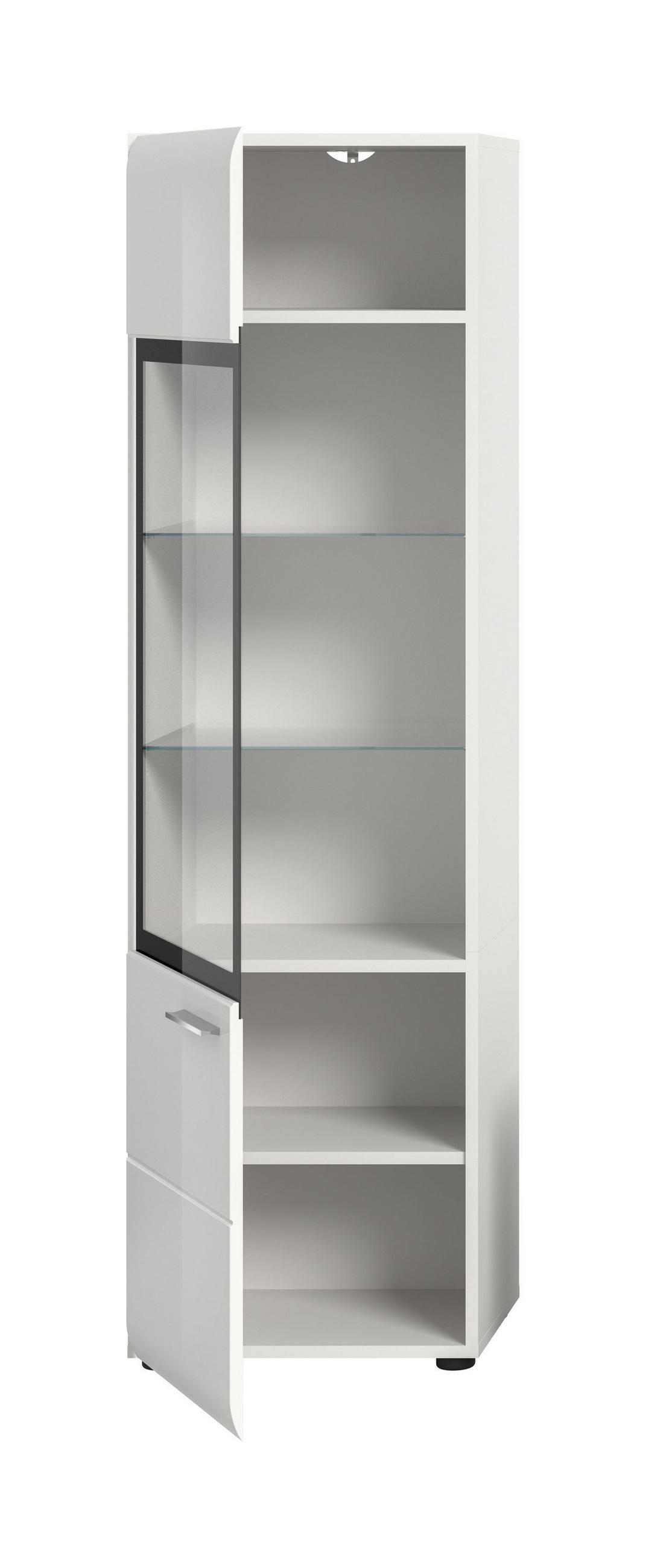 VITRINE ICE (B/H/T: ca. 45/160/34 cm) in Weiß/weiß hochglanz - Weiß, Holzwerkstoff (45/160/34cm)