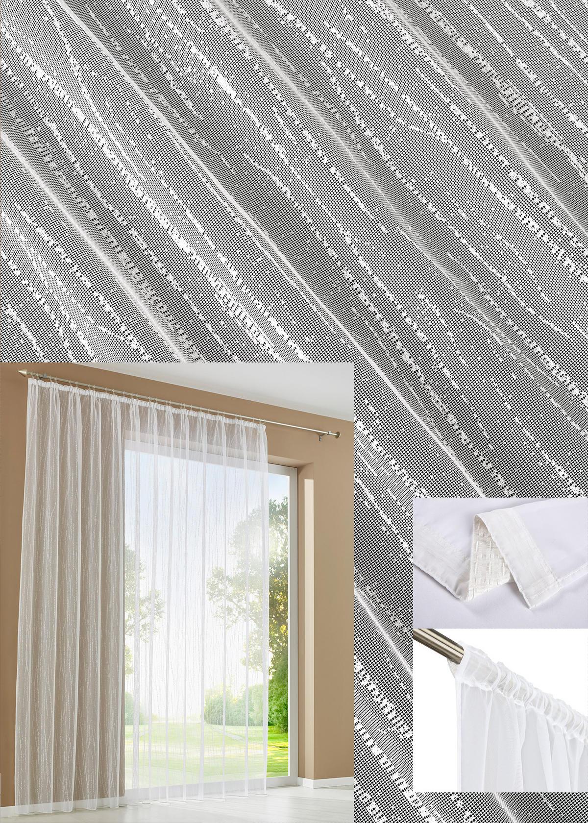 VORHANG »Isabella« HxB 120x300 cm Weiß - Weiß, Textil (300/120cm) - Gardinenbox