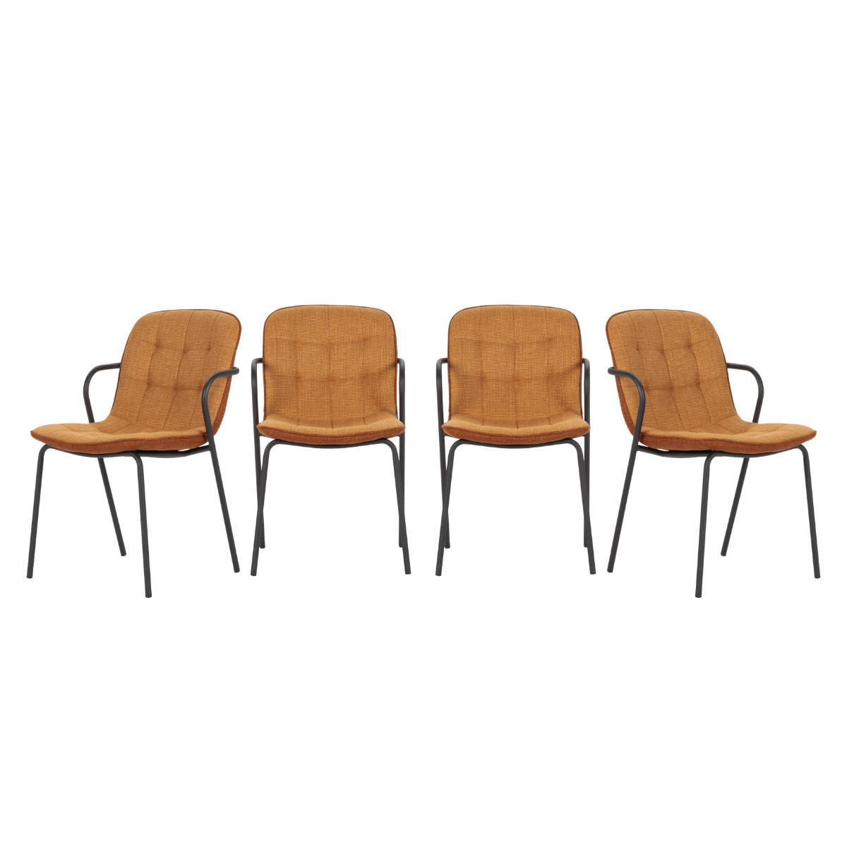 STÜHLE 4er-Set aus Stoff mit Metallbeinen 59/46/51 cm - Terracotta, Textil (59/46/75cm) - Calicosy
