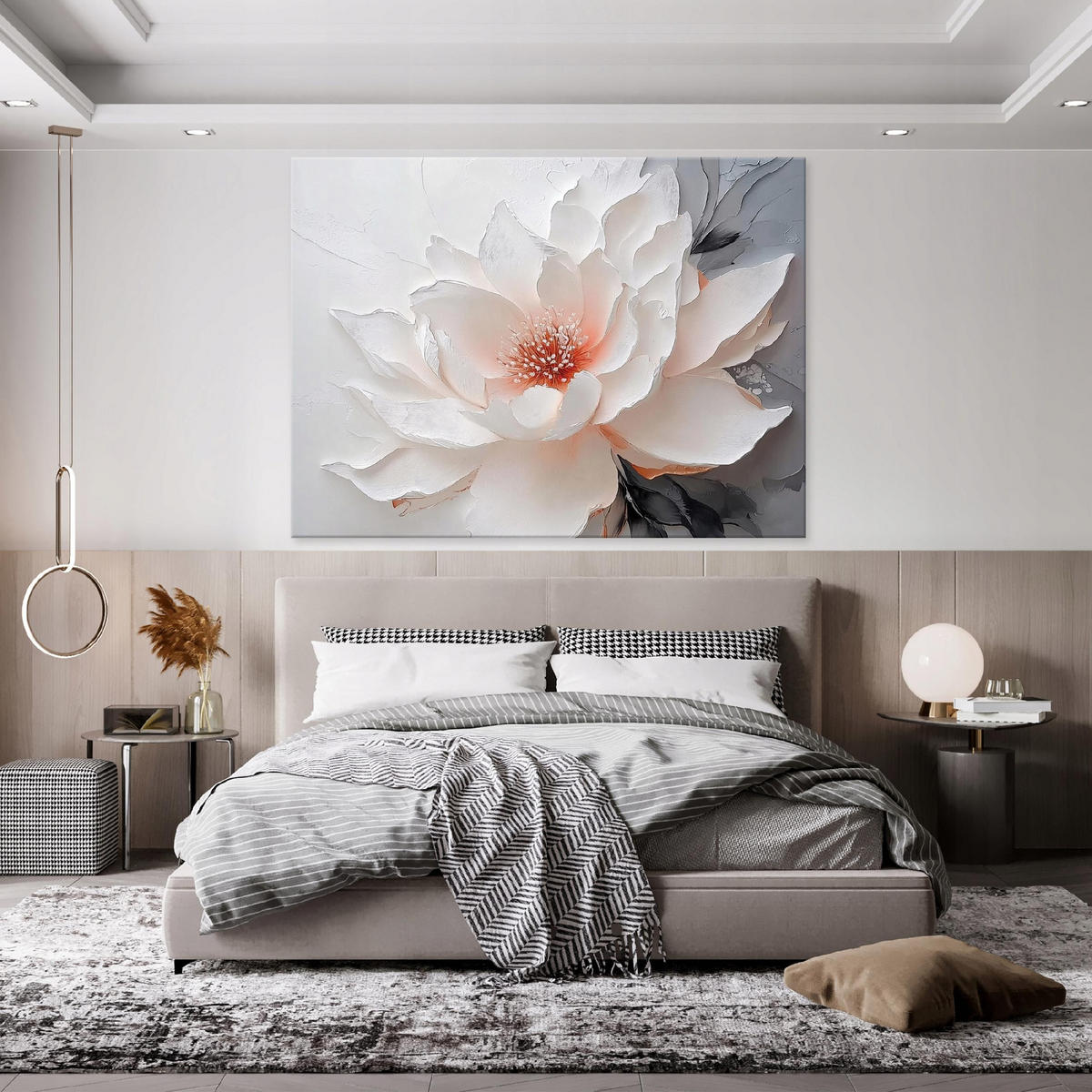 BILDER Abstrakt Blumen Schwarz Grau Wohnzimmer 100x70 - Multicolor, Holzwerkstoff (100/70cm) - Wallarena