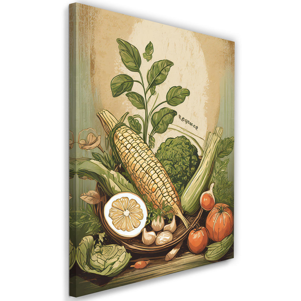 WANDBILD gemüse essen küche - Beige, Textil (40/60cm) - Feeby