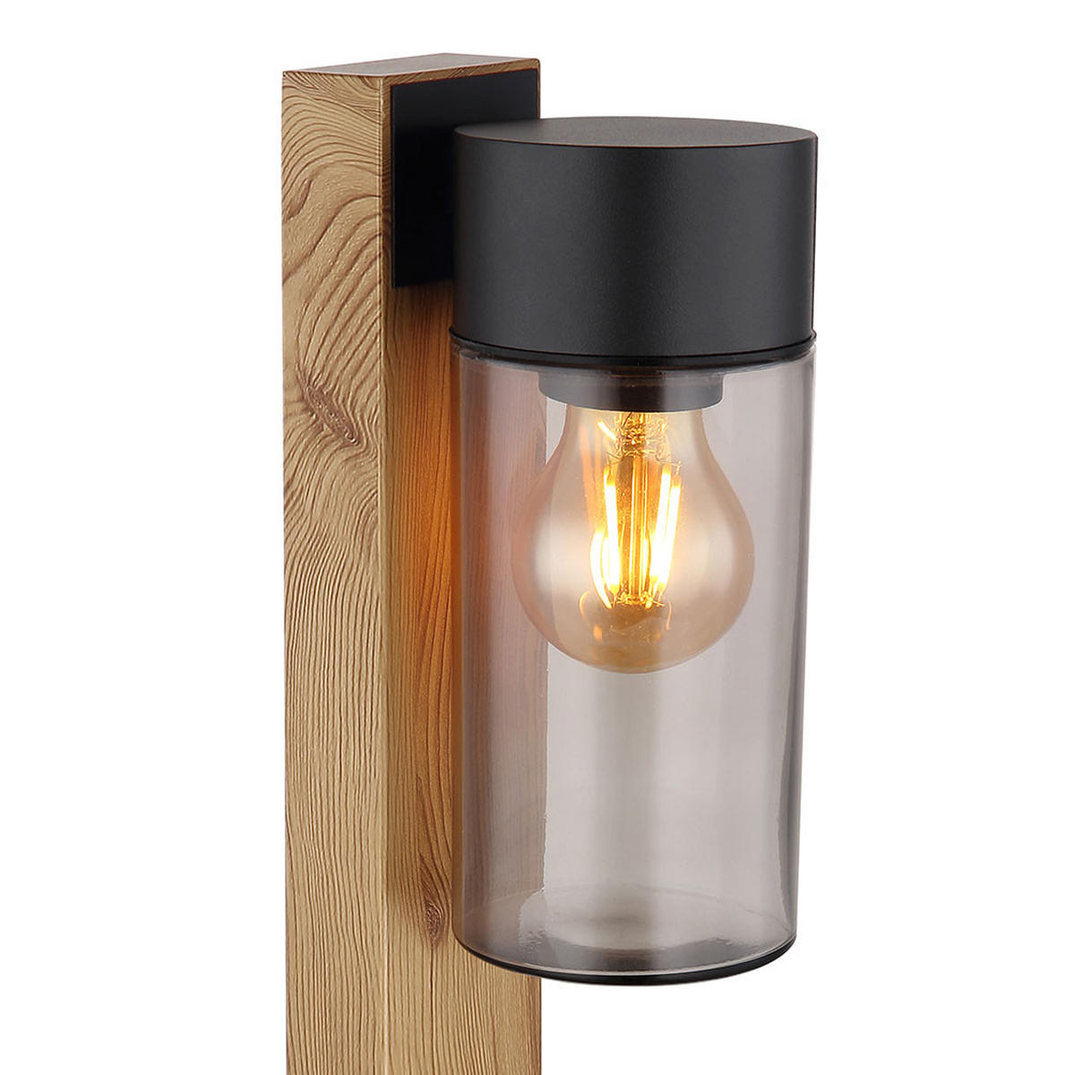 WEGELEUCHTE Edelstahl Holzoptik Braun - Braun, Glas (9/14.5/100cm) - Globo Lighting