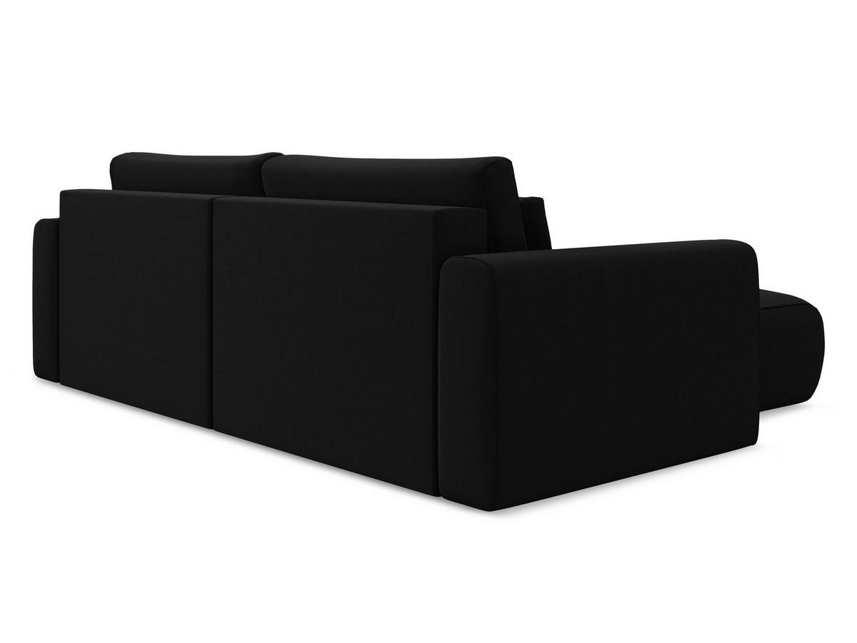 ECKSOFA mit Schlaffunktion Samt Stoff Schwarz - Schwarz, Kunststoff/Textil (149/240cm) - Makamii