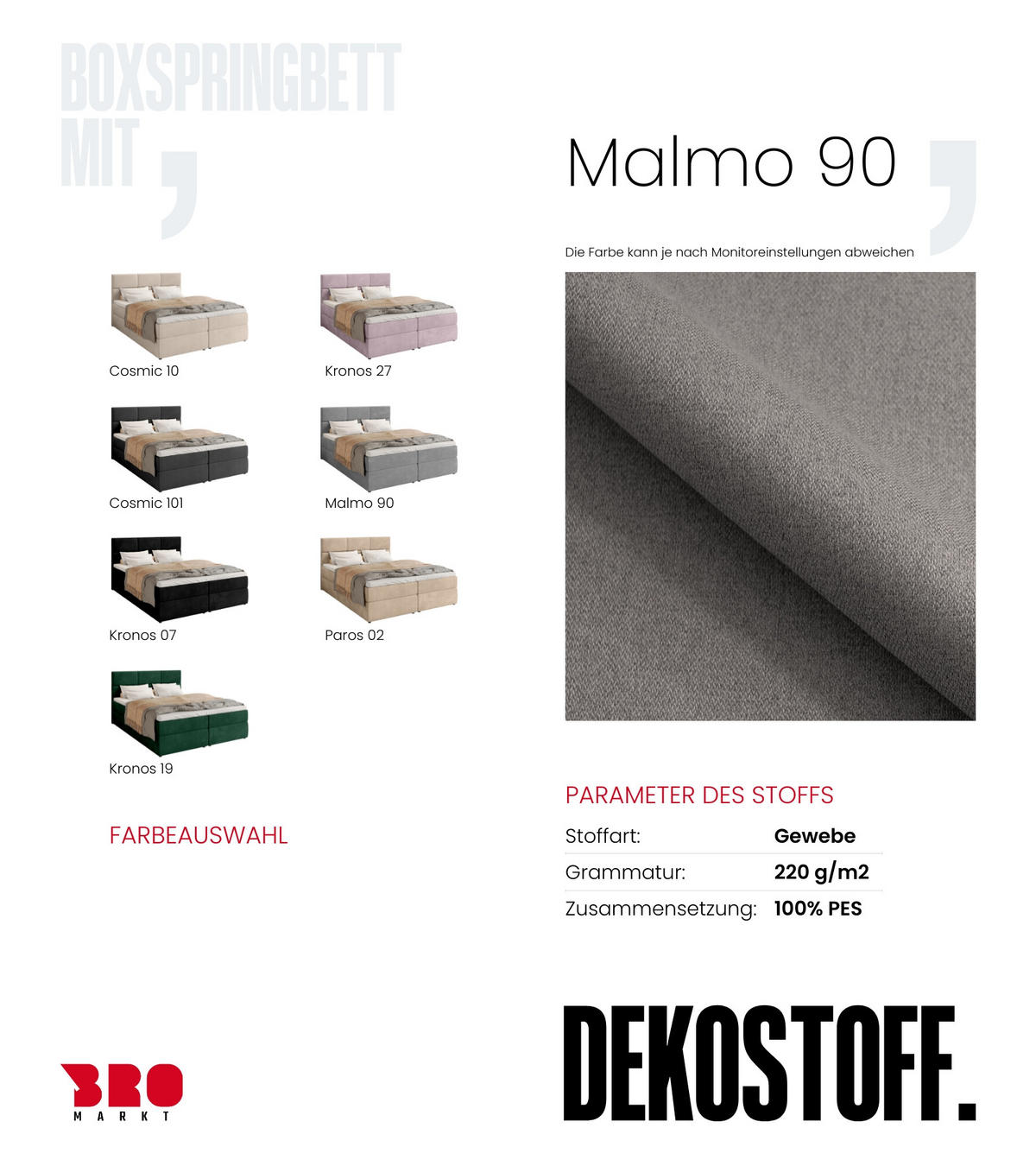 BOXBETT Boston mit Topper 180/200 Hellgrau - Hellgrau, Holzwerkstoff/Textil (180/200cm) - Bromarkt