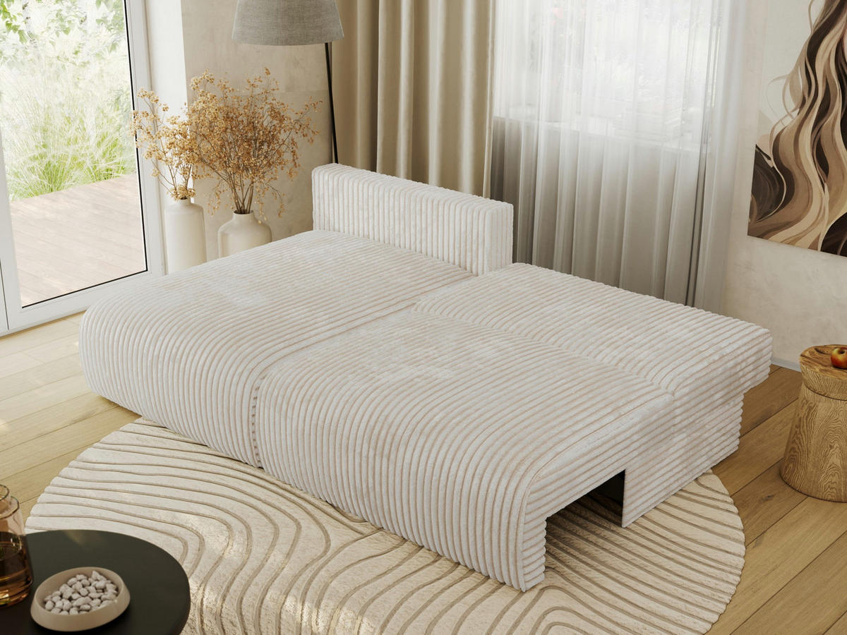 ECKSCHLAFSOFA VIVO L Creme Cord - links - Creme/Schwarz, Kunststoff/Textil (223/150cm) - MKS