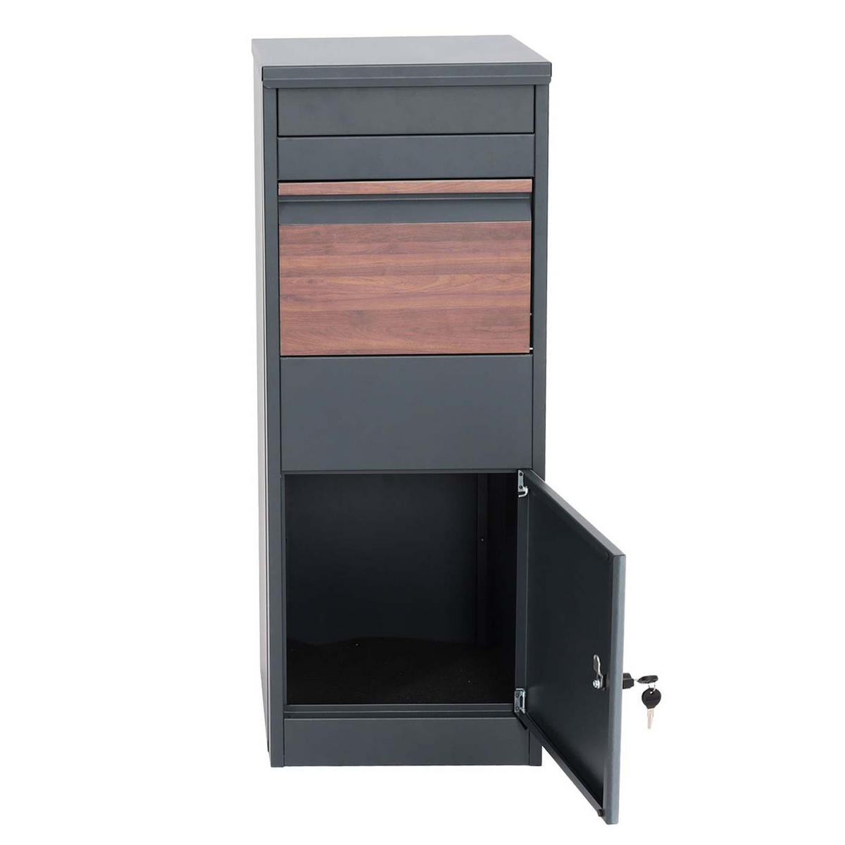 PAKETKASTEN GRÖßE L rechteckig Anthrazit, Dunkelbraun - Anthrazit/Dunkelbraun, Metall (41/102/38cm) - MCW