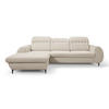 ECKSOFA PURO L-S Beige Plüsch-Stoff mit Schlaffunktion - Beige, Holz (275/166cm) - MASSENO