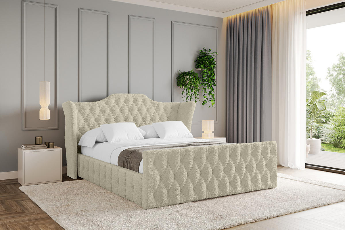 POLSTERBETT mit Bettkasten, Fußteil und Lattenrost, Boxbett ohne Matratze - MODY-Z 120x200 Beige - Taupe, Holzwerkstoff/Textil (120/200cm) - ALTDECOR