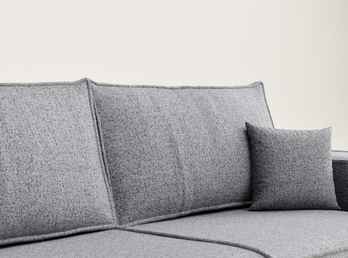 SOFA MIT SCHLAFFUNKTION Milos Grau Webstoff - Schwarz/Grau, Holz/Holzwerkstoff (255/70/105cm) - Maison de Reve