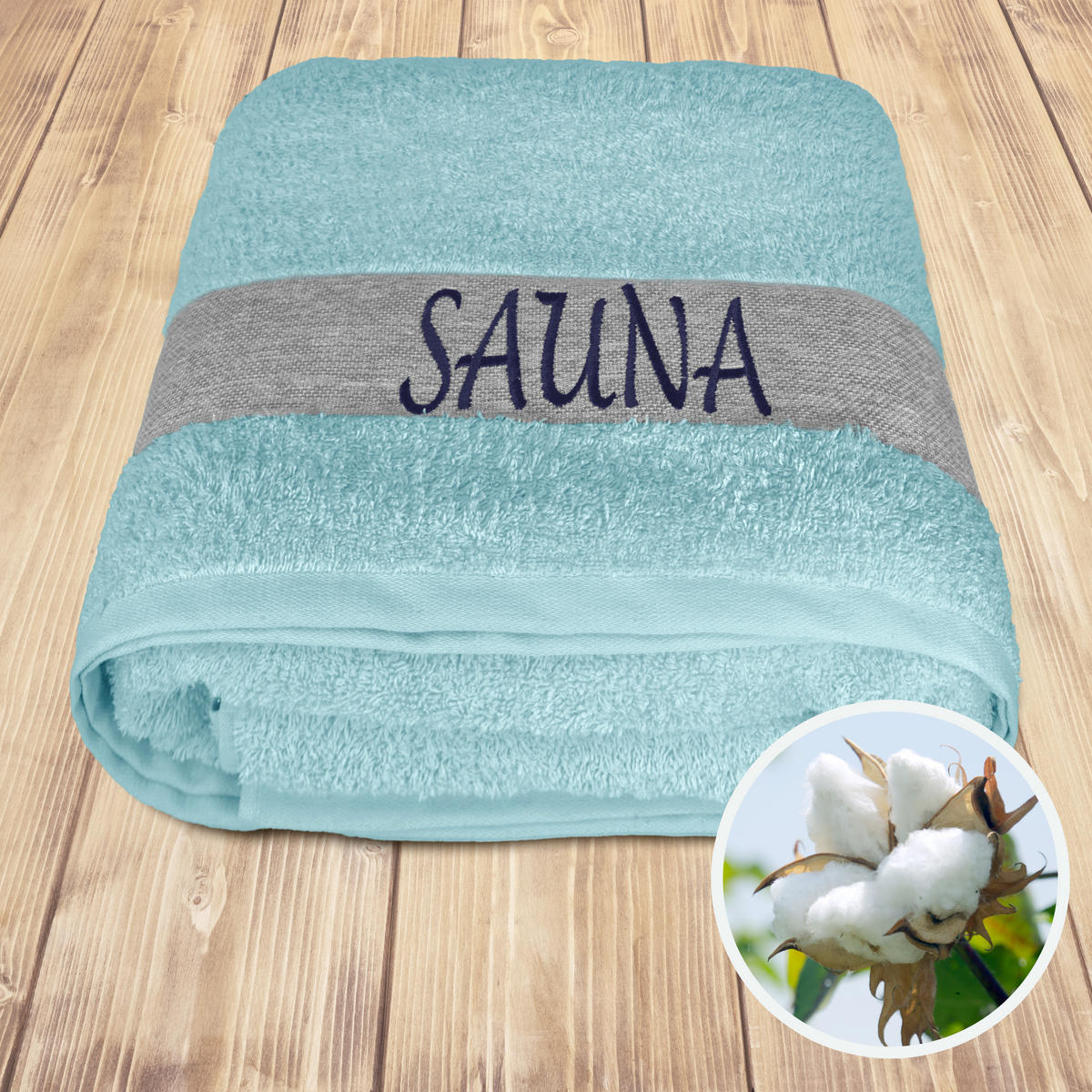 SAUNAHANDTUCH Lima Pastellblau 100x200 cm - Pastellblau, Naturmaterialien (100/200cm) - Lashuma