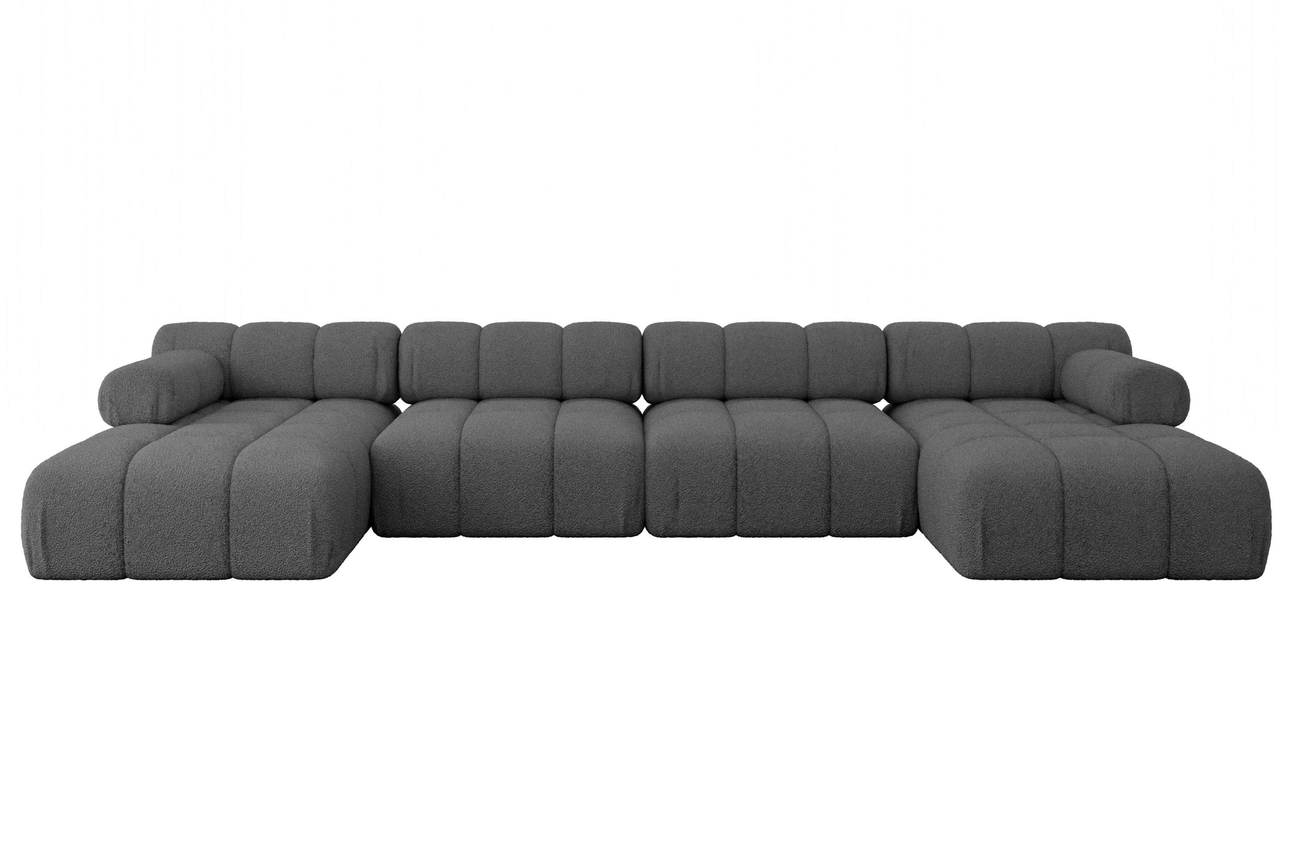 WOHNLANDSCHAFT modulares Sofa Tesso-U2 - 380x160x70 cm Grau Bouclé - Grau, Holzwerkstoff/Textil (380/70/160cm) - ALTDECOR