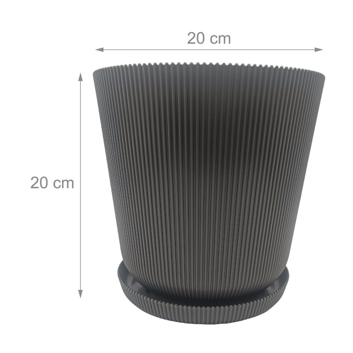 2XBLUMENTOPF - Anthrazit, Kunststoff (20cm) - Relaxdays